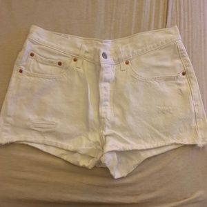 Levi's White Distressed Jean Shorts